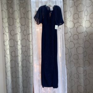 Navy blue sparkle long dress Low back never worn.
